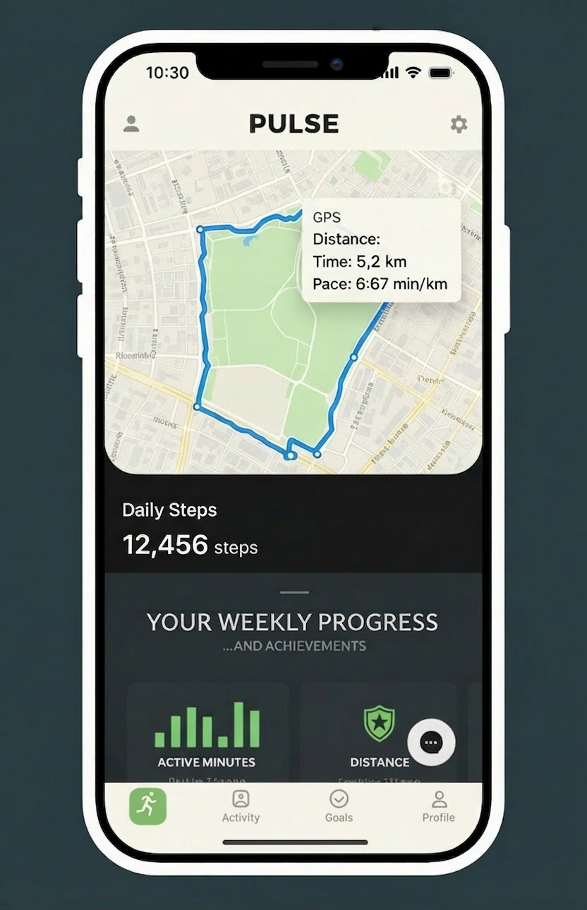 KanzenApp AI-generated fitness activity tracking interface