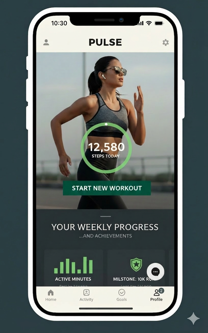 KanzenApp project organization with fitness app screenshot